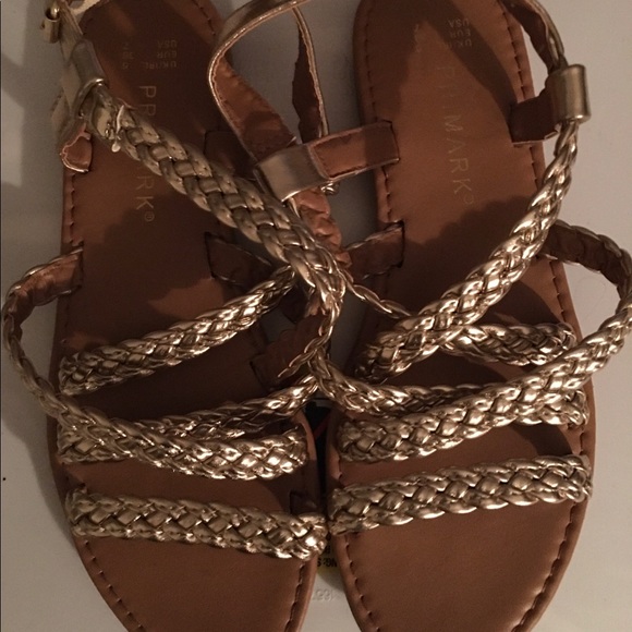 Primark Strappy Gold Sandal Shoe, Size 7 - Picture 2 of 2